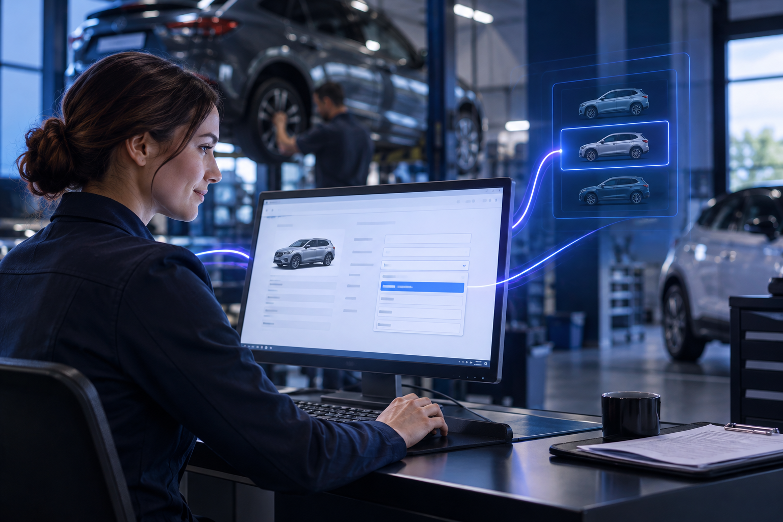 Vehicle creation form with a DMS Model Code selection field